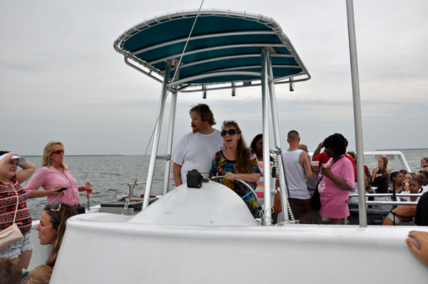 Karen Duquete driving the Sea Blaster boat